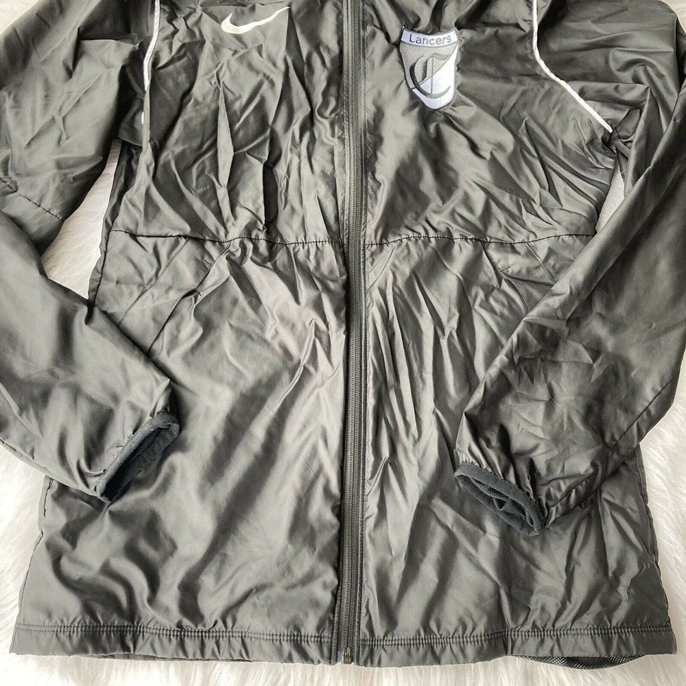 Nike Windbreaker Jacket Sz S Zip Up Lined Black Churchill Lancers Eugene Sports - Picture 3 of 10
